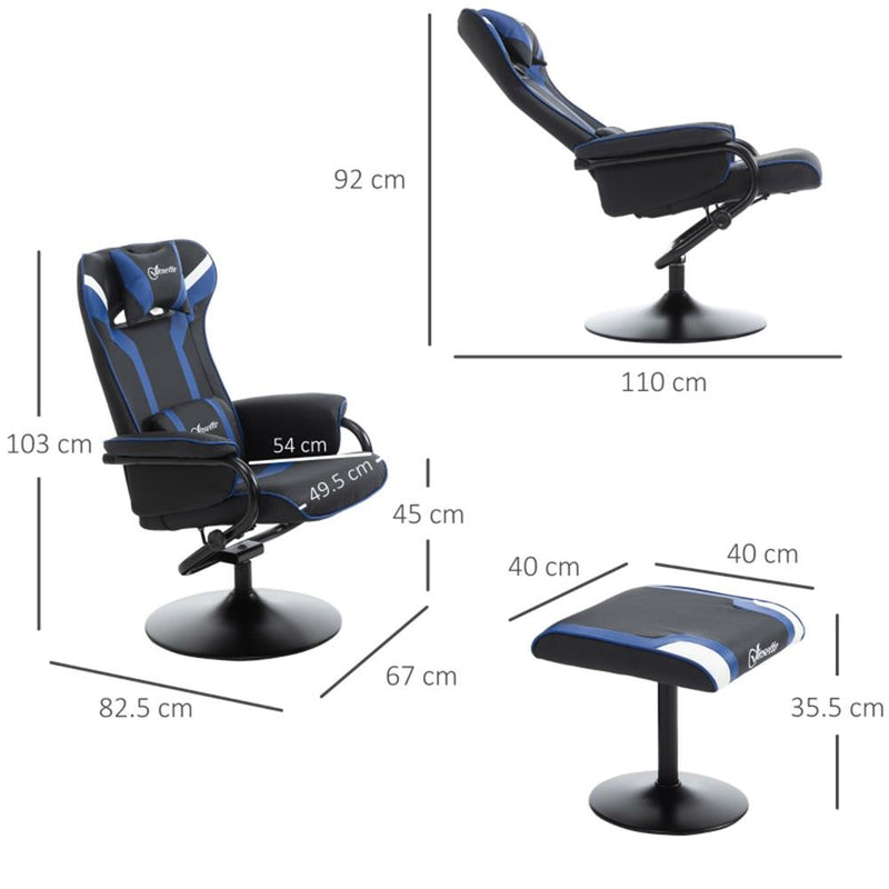 Vinsetto Gaming Chair and Footrest Set - Black/Blue