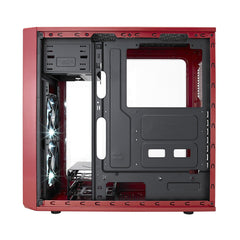 Fractal Design Focus G (Mystic Red) Gaming Case w/ Clear Window, ATX, 2 White LED Fans, Kensington Bracket, Filtered Front, Top & Base Air Intakes