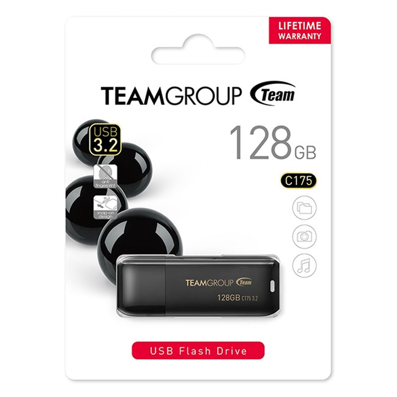 Team C175 128GB USB 3.2 Flash Drive - Black