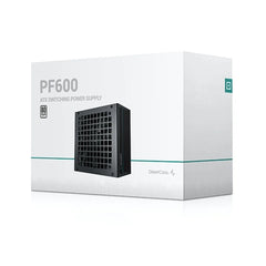 DeepCool PF600 600W Power Supply Unit, 120mm Silent Hydraulic Bearing Fan, 80 PLUS White, Non Modular, UK Plug, Flat Black Cables, Efficient & Affordable