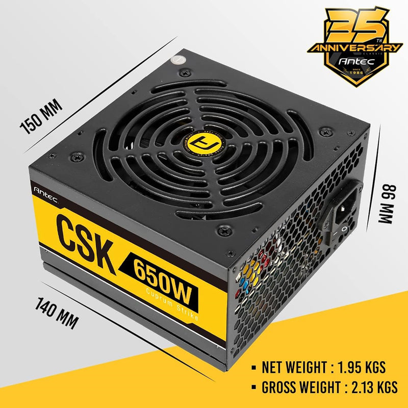 Antec Bronze Power Supply, CSK 650W 80+ Bronze Certified PSU, Continuous Power with 120mm Silent Cooling Fan, ATX 12V 2.31 / EPS 12V, Bronze Power Supply