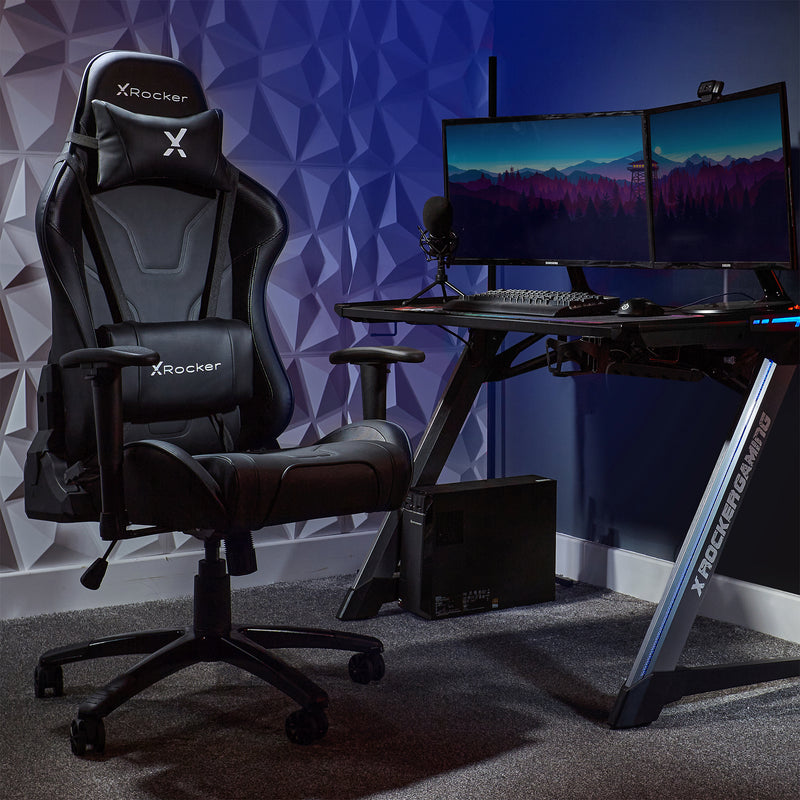 X Rocker | Agility Sport Esport Gaming Chair with Comfort Adjustability - CARBON BLACK