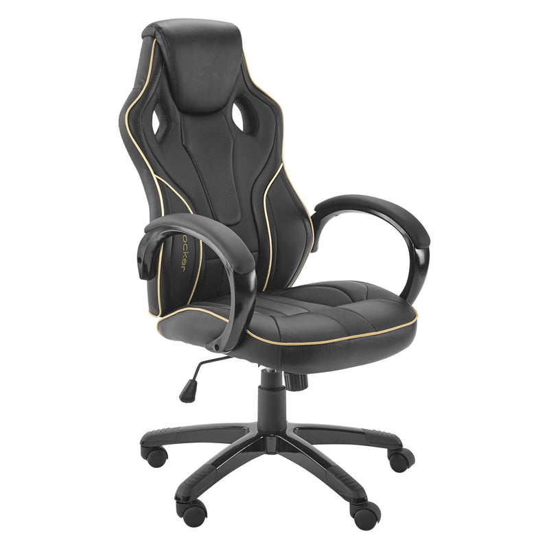 X Rocker | Maverick Height Adjustable Office Gaming Chair with Natural Lumbar support - Black/Gold