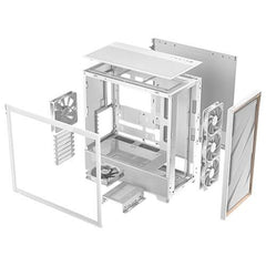 Antec FLUX Mid Tower PC Case - White/Wood