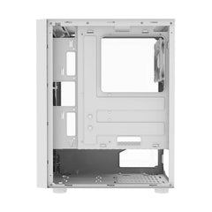 CIT Galaxy White Mid-Tower PC Gaming Case with 1 x LED Strip 1 x 120mm Rainbow RGB Fan Included Tempered Glass Side Panel