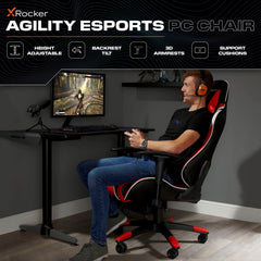 X Rocker | Agility Sport Esport Gaming Chair with Comfort Adjustability - RED