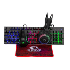 Marvo Scorpion CM416 4-in-1 Gaming Bundle, Wired Keyboard, Mouse, Headset and Mouse Pad