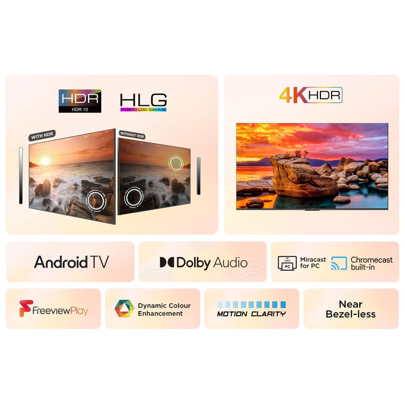 TCL 58" 4K HDR Smart TV,  2024 Model - Titanium (58V6BK)