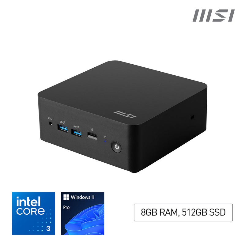 MSI Cubi NUC 1M Intel Core 3, 8GB RAM, 512GB SSD, Windows 11 Pro - Mini PC