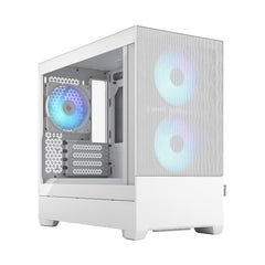 Fractal Design Pop Mini Air RGB (White TG) Gaming Case w/ Clear Glass Window, Micro ATX, Hexagonal Mesh Front, 3 RGB Fans & ARGB Controller