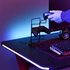 HOMCOM Gaming Desk Racing Style with RGB Lights - Black/Red
