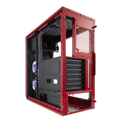 Fractal Design Focus G (Mystic Red) Gaming Case w/ Clear Window, ATX, 2 White LED Fans, Kensington Bracket, Filtered Front, Top & Base Air Intakes