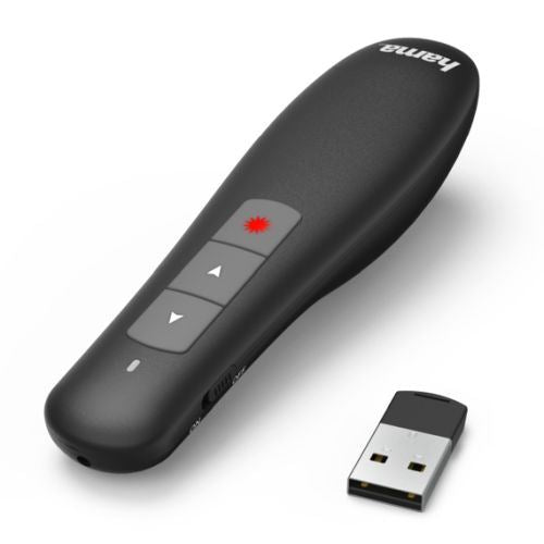 Hama X-Pointer Wireless Laser Presenter, 2.4GHz, USB Receiver, 12m Range, Volume Control, Scroll through Office Applications