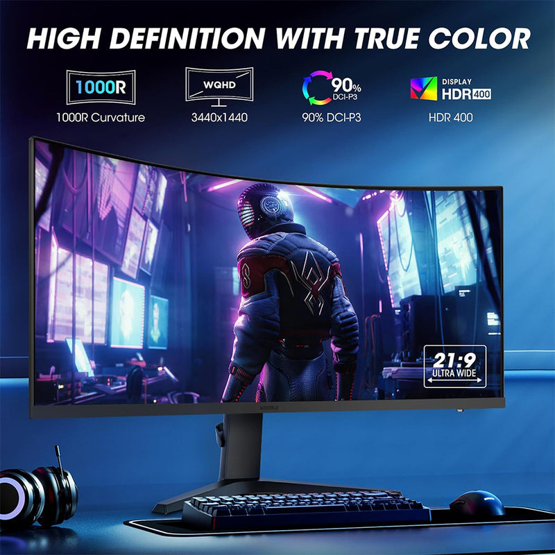 Koorui 34" WQHD 165Hz Curved Gaming Monitor (34E6UC)