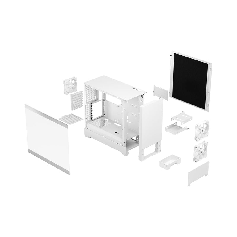 Fractal Design Pop Silent (White TG) Gaming Case w/ Clear Glass Window, ATX, Sound-Damping & Steel Foam, 3 Fans