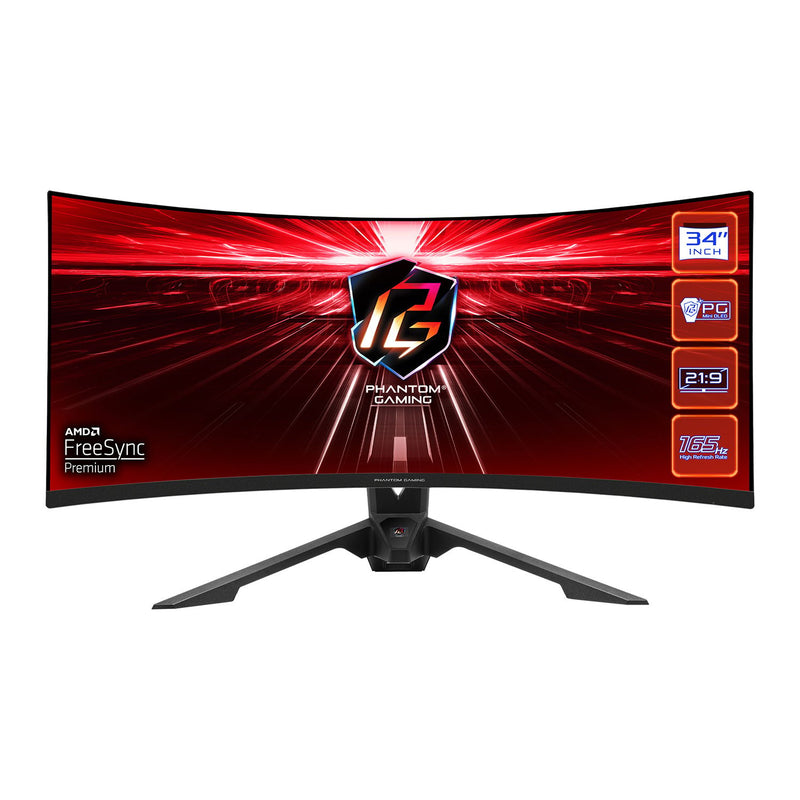 ASRock 34" 165Hz FreeSync Premium WQHD Curved Monitor (PG34WQ15R3A)