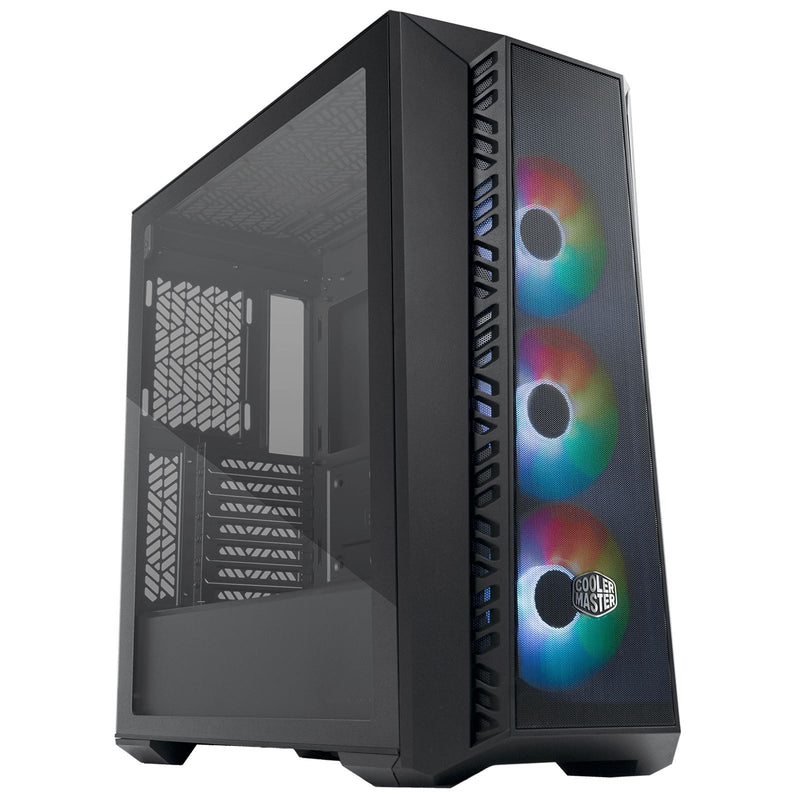 COOLER MASTER MasterBox 520 Mesh Case, Black Mid Tower, Tempered Glass Side Window Panel, FineMesh Performance Front Panel, 3 x CF120 Addressable RGB Fans Included with ARGB & Fan Hub