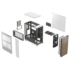 Fractal Design North Chalk White (White Solid) Case, ATX, Fine Mesh Side, 2 Fans, USB-C, Oak Front