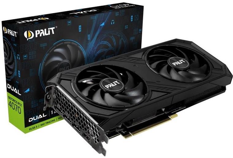 Palit RTX4070 DUAL, PCIe4, 12GB DDR6X, HDMI, 3 DP, 2475MHz Clock, RGB Lighting