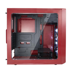 Fractal Design Focus G (Mystic Red) Gaming Case w/ Clear Window, ATX, 2 White LED Fans, Kensington Bracket, Filtered Front, Top & Base Air Intakes