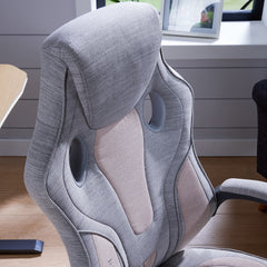 X Rocker | Maverick Fabric Height Adjustable Office Gaming Chair with Natural Lumbar support - Dove Grey/Blush