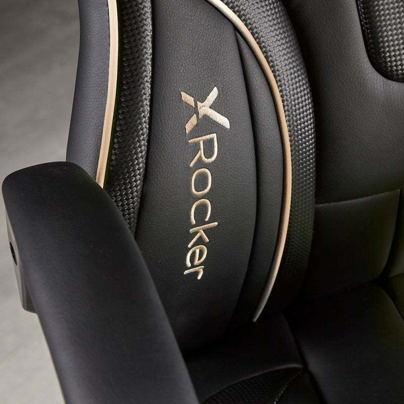 X Rocker | Maverick Height Adjustable Office Gaming Chair with Natural Lumbar support - Black/Gold