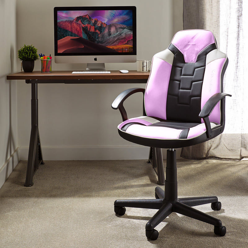 X Rocker | Saturn Mid-Back Wheeled Esport Gaming Chair for Juniors and Teens - Pink