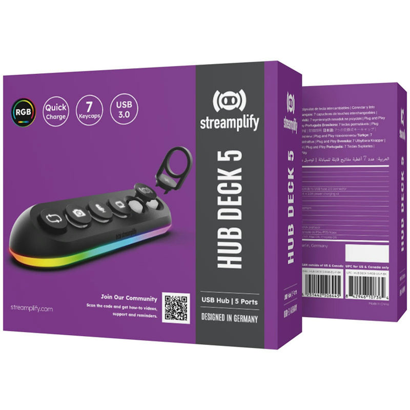 Streamplify HUB DECK 5 RGB USB Hub 5-port USB Hub with Power Charging