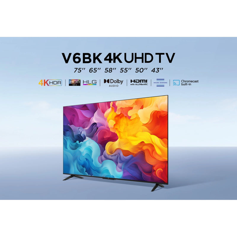 TCL 75" 4K HDR Smart TV,  2024 Model - Titanium (75V6BK)