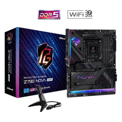 ASRock Z790 NOVA WIFI Motherboard, Intel Socket LGA1700, Supports 14th, 13th & 12th Gen, 1x PCIe 5.0 x16, 1x PCIe 4.0 x16, 3x PCIe 3.0 x1, ATX, USB 3.2 Gen2x2, Killer 2.5G LAN, 1 x Hyper M.2 PCIe Gen4 x 4 & SATA3, 802.11be WiFi 7 + Bluetooth