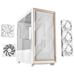 Antec FLUX Mid Tower PC Case - White/Wood