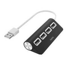 Hama External 4-Port USB 2.0 Hub, USB Powered, Black