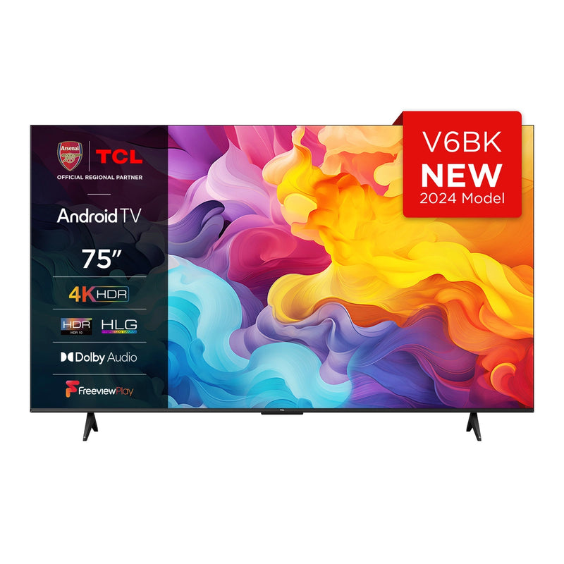 TCL 75" 4K HDR Smart TV,  2024 Model - Titanium (75V6BK)