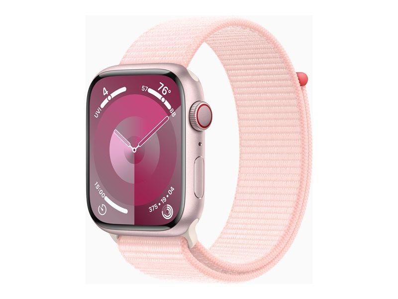 Apple Watch Series 9 (GPS + Cellular) - 45 mm - Soft Double-Layer Nylon - Light Pink