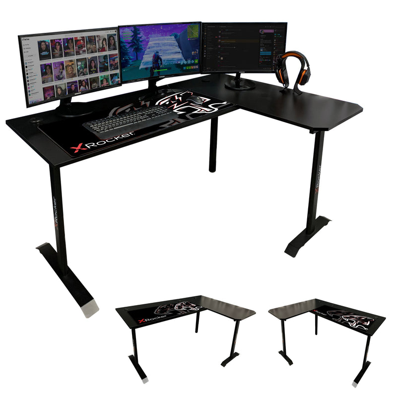 X Rocker | Panther XL Corner Gaming Desk With Smooth-Glide Mousepad - REVERSIBLE