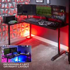 X Rocker | Panther XL Corner Gaming Desk With Smooth-Glide Mousepad - REVERSIBLE