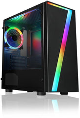 CiT Seven Gaming Case w/ Acrylic Window, Micro ATX, RGB Fan & Front Strip w/Control Button, 240mm Radiator Support