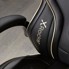 X Rocker | Maverick Height Adjustable Office Gaming Chair with Natural Lumbar support - Black/Gold