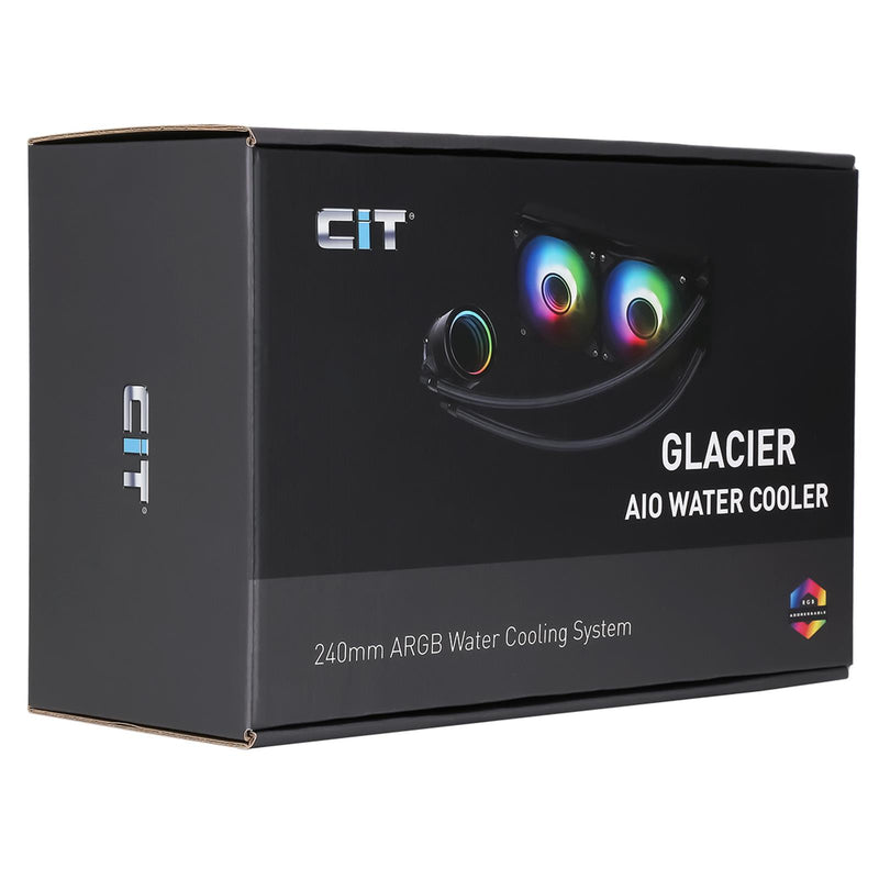 CiT Pro Glacier Infinity Black AIO Cooler, 240mm, 2x 120mm ARGB Fans