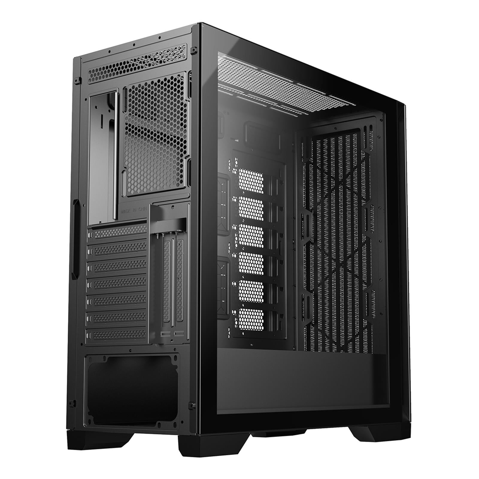 CIT Creator Black Full Tower ATX/ E-ATX Case with Tempered Glass Side ...