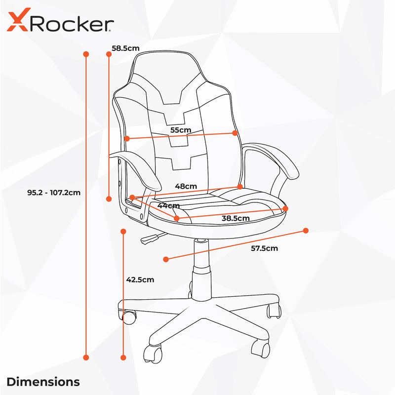 X Rocker | Saturn Mid-Back Wheeled Esport Gaming Chair for Juniors and Teens - Red