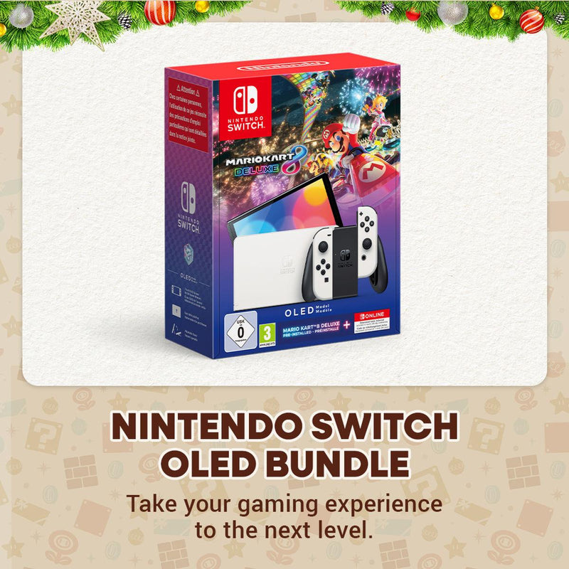 Nintendo Switch OLED (White) + Mario Kart 8 Deluxe + Nintendo Switch Online 1 Year Membership