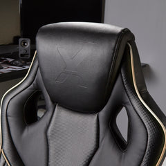 X Rocker | Maverick Height Adjustable Office Gaming Chair with Natural Lumbar support - Black/Gold