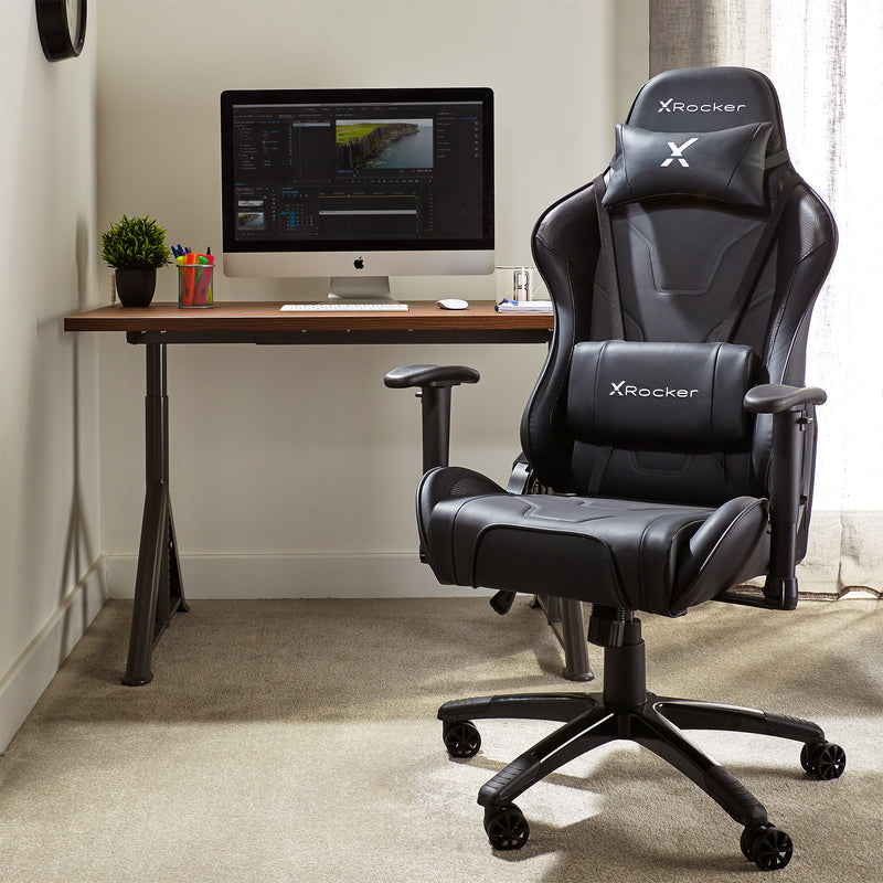 X Rocker | Agility Sport Esport Gaming Chair with Comfort Adjustability - CARBON BLACK