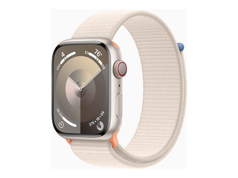 Apple Watch Series 9 (GPS + Cellular) - 45 mm - Starlight Aluminium - Soft Double-layer Nylon