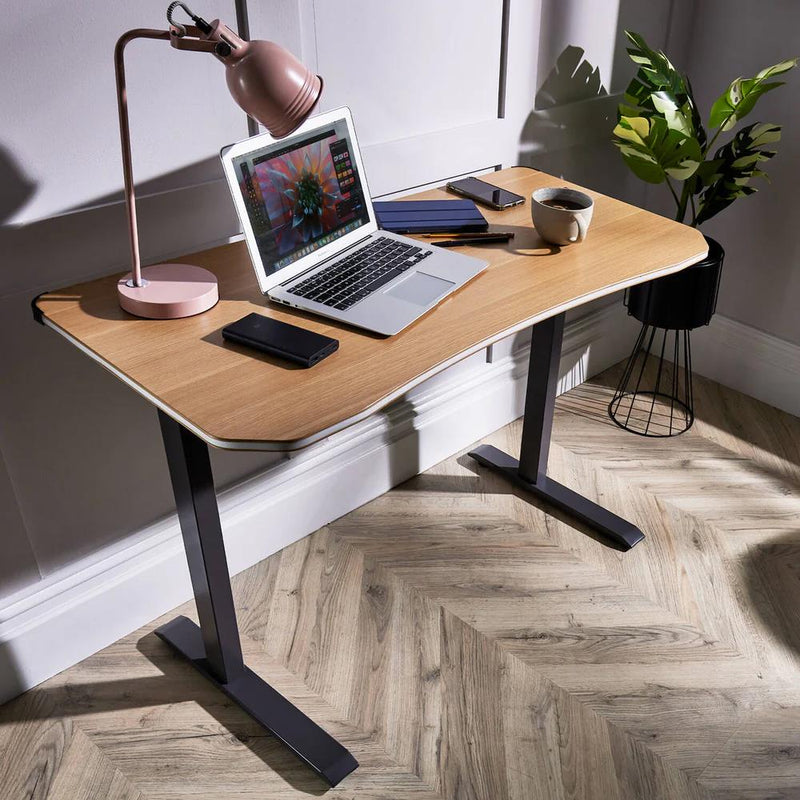 XR Living - Oka Office Desk with LED Lights & Wireless Charging - Oak Effect