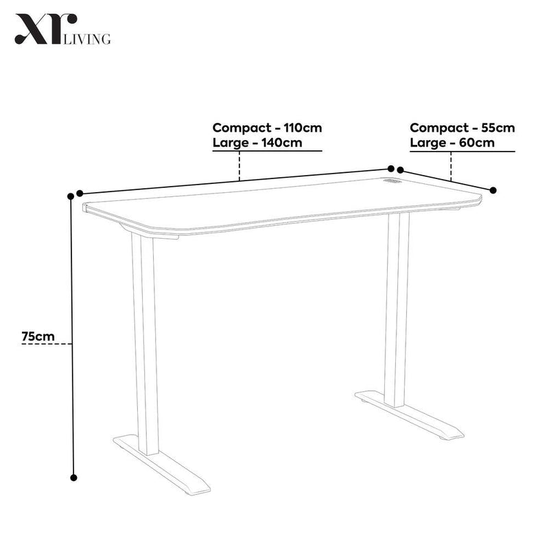 XR Living - Oka Office Desk with LED Lights & Wireless Charging - Walnut Effect