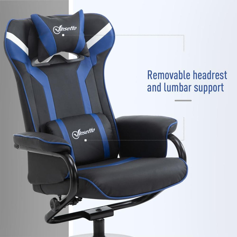 Vinsetto Gaming Chair and Footrest Set - Black/Blue