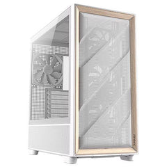 Antec FLUX Mid Tower PC Case - White/Wood