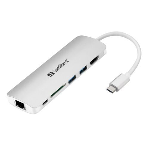 Sandberg USB 3.1 Type-C Dock - HDMI, USB 3.0, USB-C, RJ45, Aluminium, 5 Year Warranty